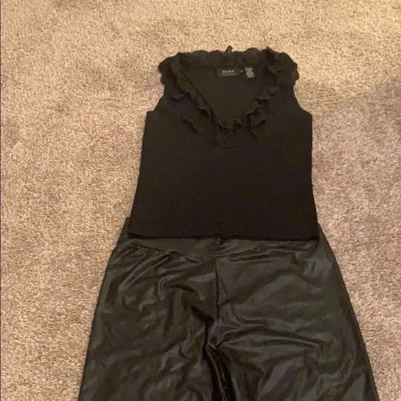 Dana Buchanan Silk V -Neck Ruffle Lace Sweater - Picture 2 of 6